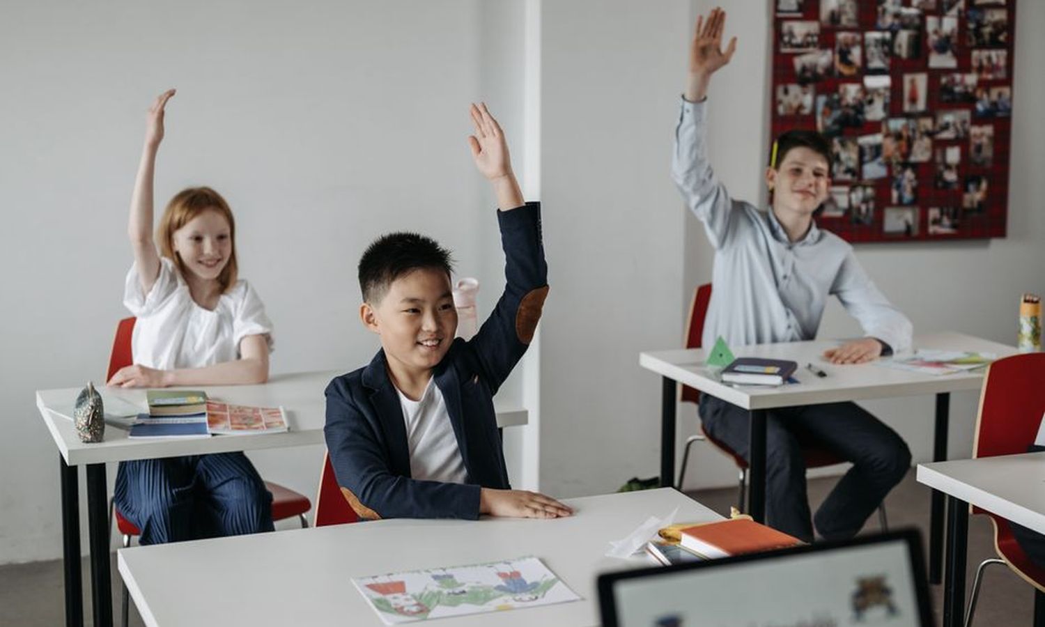 A teacher working with a small group of students